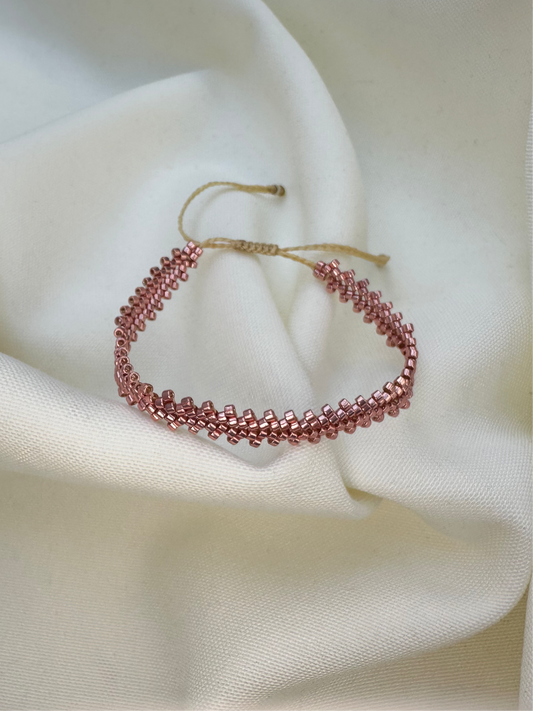 Pulsera ajustable trenza  Rose Gold