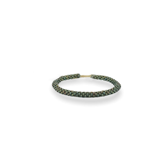 Pulsera Miyuki redonda verde militar