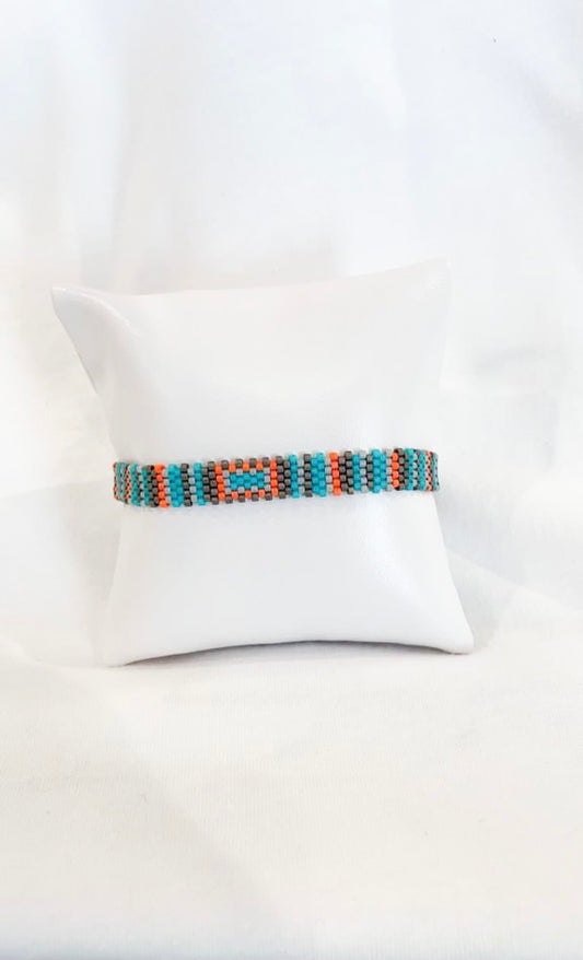 Pulsera Miyuki chica verticales gris naranja turqueza