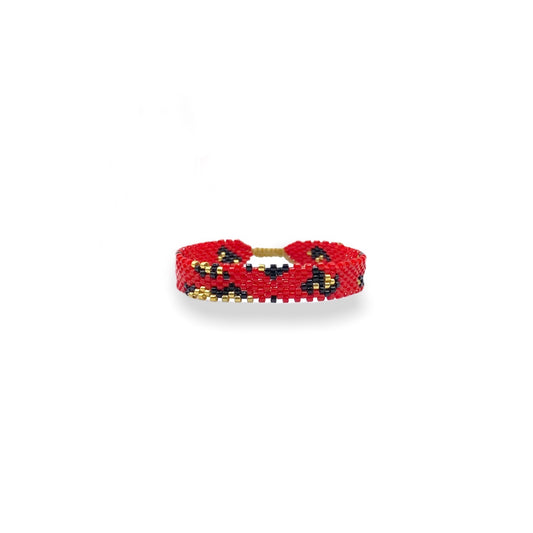 Pulsera Miyuki chica animal print roja