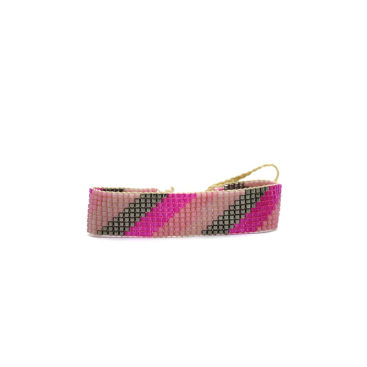 Brazalete MIYUKI diagonales lila oxford y magenta