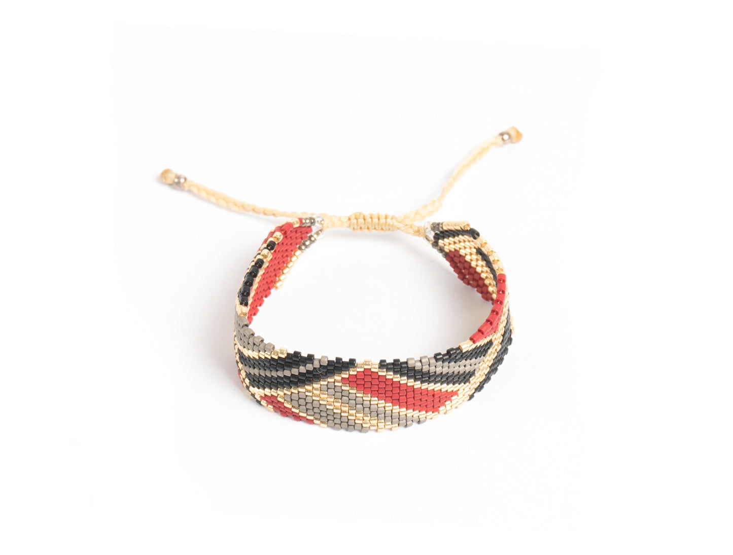 Pulsera Miyuki Grande tinto gris negro oro