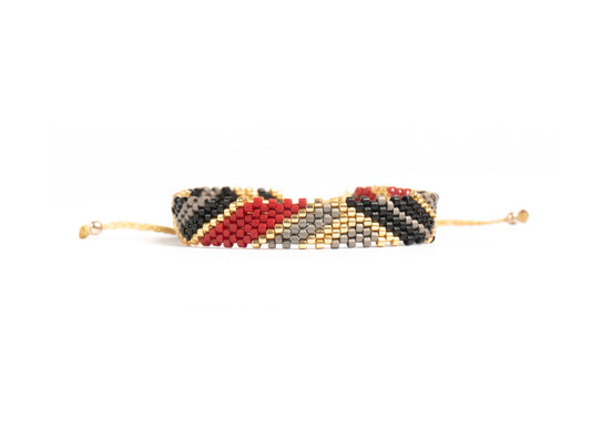 Pulsera Miyuki chica  tinto gris negro oro