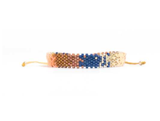 Pulsera Miyuki chica combinacion rosa azul ocre beige