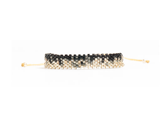 Pulsera miyuki chica plata negro oxford