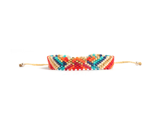 Pulsera Miyuki chica triangulo al frente con diagonal colores