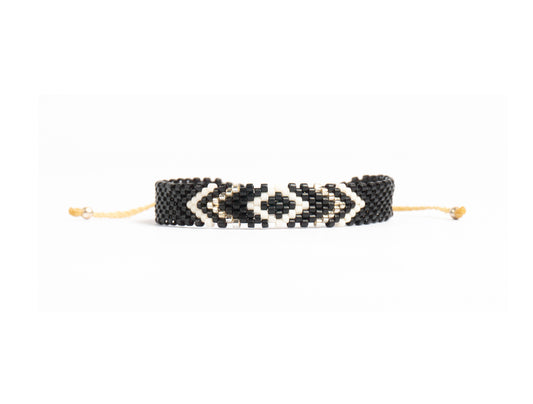 Pulsera Miyuki chica rombo negro blanco