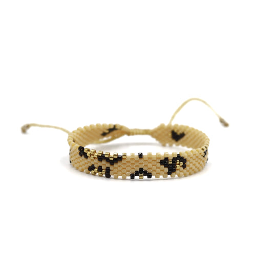 Pulsera Miyuki chica camuflaje beige y negro