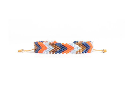 Pulsera Miyuki chica flechas azul ocre naranja