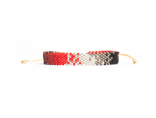 Pulsera Miyuki chica combinación rojo plata tinto negro gris