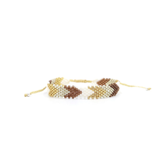 Pulsera Miyuki chica flechas ocre plata blanco oro