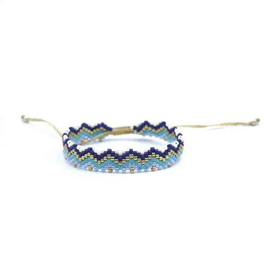 Pulsera Miyuki Espiral azules oro y blanco